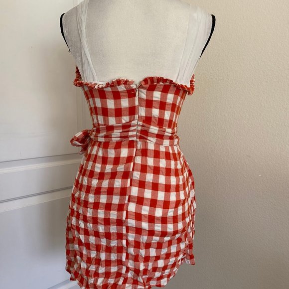 Since Then Daffodld Orange and white Plaid Mini Dress - Picture 2 of 5